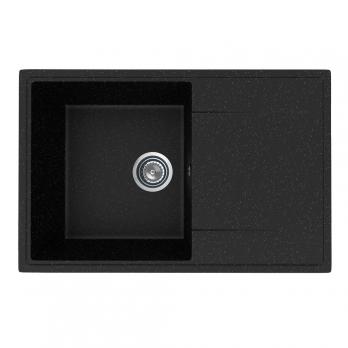 Мойкa ML-GMU07 УЛЬТРА с крылом, черный камень, 735*475 мм (глуб. чаши 175)