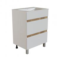 Тумба д/ванной "БРИКС-50" 2 ящика белый/дуб вотан под рак."Breeze 50" мебельный (Sanita Luxe) (ПВХ)