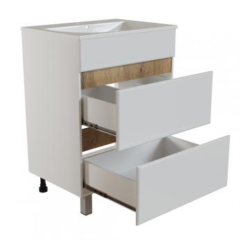 Тумба д/ванной "БРИКС-50" 2 ящика белый/дуб вотан под рак."Breeze 50" мебельный (Sanita Luxe) (ПВХ)