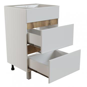 Тумба д/ванной "БРИКС-60" 2 ящика белый/дуб вотан под рак."Breeze 60" мебельный (Sanita Luxe) (ПВХ)