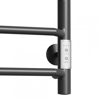 Полотенцесушитель MIXLINE MIRA  80х50 (таймер, 403Вт, 7 перекладин + ПОЛКА) электрический ЧЕРНЫЙ