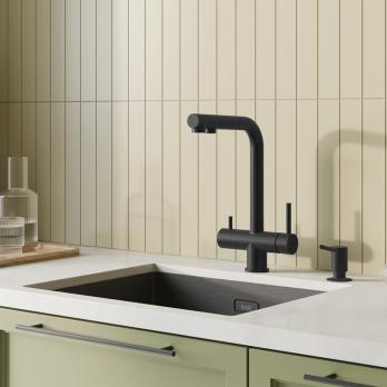 Смеситель для кухни 35к IDDIS UMBBLPFi05 "Umbra" с вых для пит.фильтра выс.пов.излив, ЧЕРНЫЙ мат.