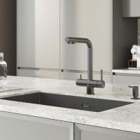 Смеситель для кухни 35к IDDIS UMBGMPFi05 "Umbra" с вых для пит.фильтра выс.пов.излив, п/гайку ГРАФИТ