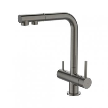 Смеситель для кухни 35к IDDIS UMBGMPFi05 "Umbra" с вых для пит.фильтра выс.пов.излив, п/гайку ГРАФИТ