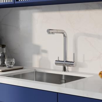 Смеситель для кухни 35к IDDIS UMBSBPFi05 "Umbra" с вых для пит.фильтра выс.пов.излив, п/гайку  ХРОМ