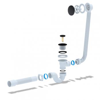 Обвязка на ванну 1 1/2*40 с вып Click-Clack EC155BL с гофрой 40*50 ЧЕРНЫЙ АНИ пласт