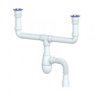 Сифон 1 1/2*40 B749 двойной, с гофрой 40*40/50 UNICORN