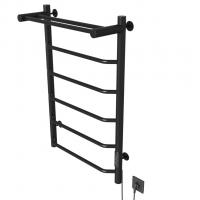Полотенцесушитель MIXLINE MIRA  80х50 (таймер, 336 Вт, 5 перекладин + ПОЛКА) электрический ЧЕРНЫЙ