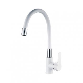 Смеситель для кухни 35к HB70113-8 HAIBA гибкий излив, б/отв боковая БЕЛЫЙ/ХРОМ