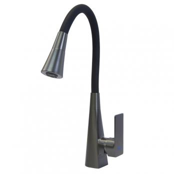 Смеситель для кухни 35к HB73823-3 HAIBA гибкий излив, б/отв боковая ЧЕРНЫЙ/ОРУЖ.СТАЛЬ