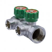 Коллектор 1''x3/4'' (евроконус) с регулировочными вентилями для подачи водоснабжения VRT (2 вых)