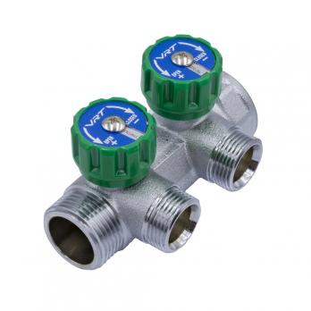 Коллектор 1''x3/4'' (евроконус) с регулировочными вентилями для подачи водоснабжения VRT (2 вых)