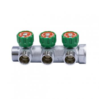Коллектор 1''x3/4'' (евроконус) с регулировочными вентилями для подачи водоснабжения VRT (3 вых)