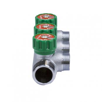 Коллектор 1''x3/4'' (евроконус) с регулировочными вентилями для подачи водоснабжения VRT (3 вых)