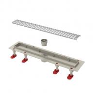 Трап линейный ТП-50D-700 решетка из нерж. стали "Полосы" с верт. выходом D50 мм, рамка из пластика