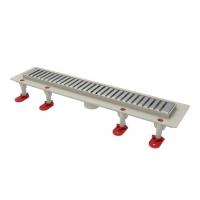 Трап линейный ТП-50D-700 решетка из нерж. стали "Полосы" с верт. выходом D50 мм, рамка из пластика