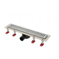 Трап линейный ТП-55.1D-500 решетка и рамка из нерж. стали, с гориз. выходом D50 мм