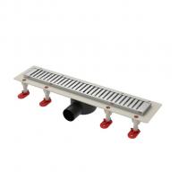 Трап линейный ТП-55.1D-600 решетка и рамка из нерж. стали, с гориз. выходом D50 мм