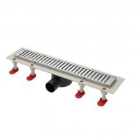 Трап линейный ТП-55.1D-700 решетка и рамка из нерж. стали, с гориз. выходом D50 мм