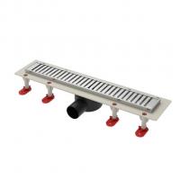 Трап линейный ТП-55.1D-900 решетка и рамка из нерж. стали, с гориз. выходом D50 мм