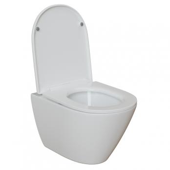 Унитаз подвесной безободковый WAVE WEST Tornado3.0 сид. дюропласт, м/л, быстр, БЕЛЫЙ глянец (L)