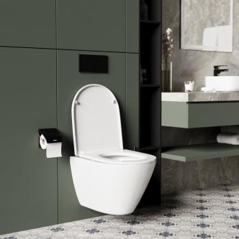 Унитаз подвесной безободковый WAVE WEST Tornado3.0 сид. дюропласт, м/л, быстр, БЕЛЫЙ глянец (L)