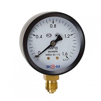 Манометр 63х1/4'' 16 бар МД02 (нижн радиал подкл, корпус сталь, минстекло) ЭКОМЕРА