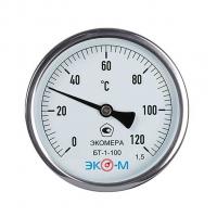 Термометр 100х1/2'' 120С БТ-1-100 шток 40мм (осевое подкл.,корпус алюминий) ЭКОМЕРА