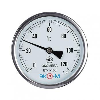 Термометр 100х1/2'' 120С БТ-1-100 шток 60мм (осевое подкл.,корпус алюминий) ЭКОМЕРА