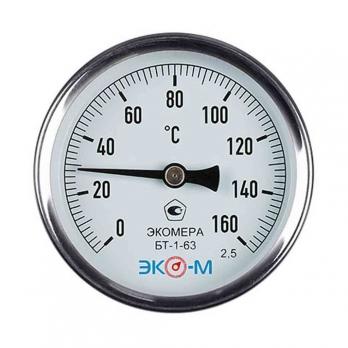 Термометр 63х1/2'' 160С БТ-1-63 шток 60мм (осевое подкл.,корпус алюминий) ЭКОМЕРА