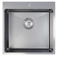 Мойка настол.монтаж 50х50 (2,0) вып 3 1/2  MIXLINE PRO 20см с сифоном (сатин НАНО декор)