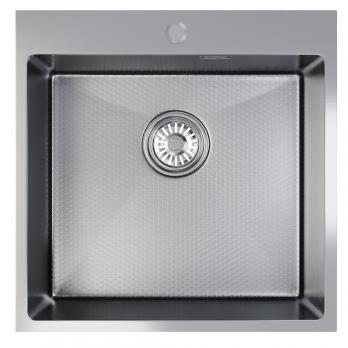 Мойка настол.монтаж 50х50 (2,0) вып 3 1/2  MIXLINE PRO 20см с сифоном (сатин НАНО декор)