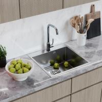 Мойка настол.монтаж 50х50 (2,0) вып 3 1/2  MIXLINE PRO 20см с сифоном (сатин)