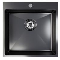 Мойка настол.монтаж 50х50 (2,0) вып 3 1/2  MIXLINE PRO 20см с сифоном (черный графит)