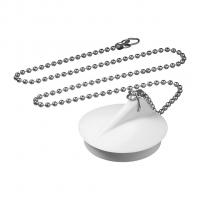 Пробка для ванны белая D45мм с метал. цепочкой 50см ПВХ