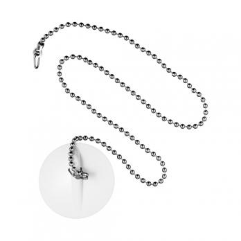 Пробка для ванны белая D45мм с метал. цепочкой 50см ПВХ