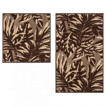Набор ковриков д/ванной Shahintex LOOP ITALIANO  50*80+50*50 "джунгли" шоколадный