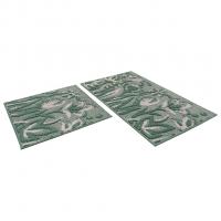Набор ковриков д/ванной Shahintex LOOP ITALIANO  50*80+50*50 "цветы" зеленый