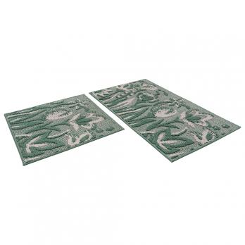 Набор ковриков д/ванной Shahintex LOOP ITALIANO  50*80+50*50 "цветы" зеленый