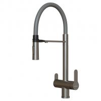 Смеситель для кухни 35k MIXLINE MLSS-0401 СЕРЫЙ гиб. излив магнит, подкл.к фильтру, п/гайку САТИН