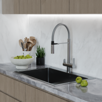 Смеситель для кухни 35k MIXLINE MLSS-0401 СЕРЫЙ гиб. излив магнит, подкл.к фильтру, п/гайку САТИН