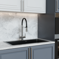 Смеситель для кухни 35k MIXLINE MLSS-0401 ЧЕРНЫЙ гиб. излив магнит, подкл.к фильтру, п/гайку САТИН