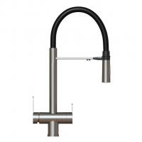 Смеситель для кухни 35k MIXLINE MLSS-0401 ЧЕРНЫЙ гиб. излив магнит, подкл.к фильтру, п/гайку САТИН