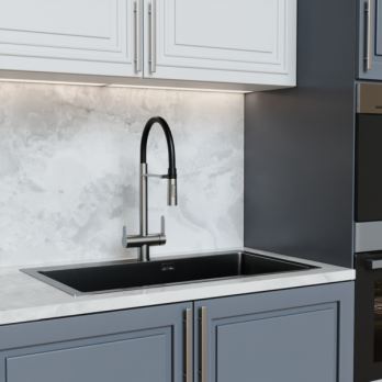 Смеситель для кухни 35k MIXLINE MLSS-0401 ЧЕРНЫЙ гиб. излив магнит, подкл.к фильтру, п/гайку САТИН