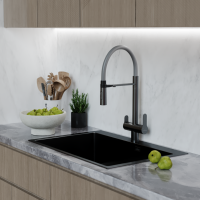 Смеситель для кухни 35k MIXLINE MLSS-0401BL серый гиб. излив магнит, подкл.к фильтру, ЧЕРНЫЙ ГРАФИТ