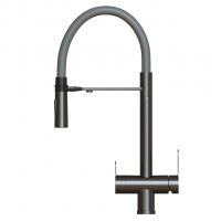 Смеситель для кухни 35k MIXLINE MLSS-0401BL серый гиб. излив магнит, подкл.к фильтру, ЧЕРНЫЙ ГРАФИТ