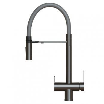 Смеситель для кухни 35k MIXLINE MLSS-0401BL серый гиб. излив магнит, подкл.к фильтру, ЧЕРНЫЙ ГРАФИТ