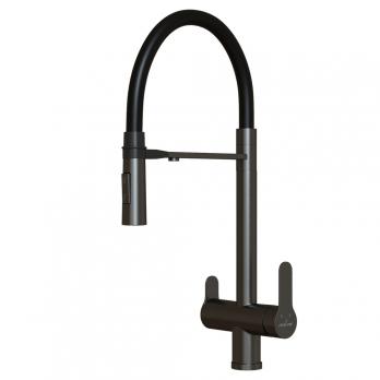 Смеситель для кухни 35k MIXLINE MLSS-0401BL черный гиб. излив магнит, подкл.к фильтру, ЧЕРНЫЙ ГРАФИТ