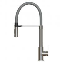 Смеситель для кухни 35k MIXLINE MLSS-0402 серый гибкий излив магнит, п/гайку САТИН