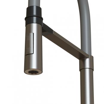 Смеситель для кухни 35k MIXLINE MLSS-0402 серый гибкий излив магнит, п/гайку САТИН